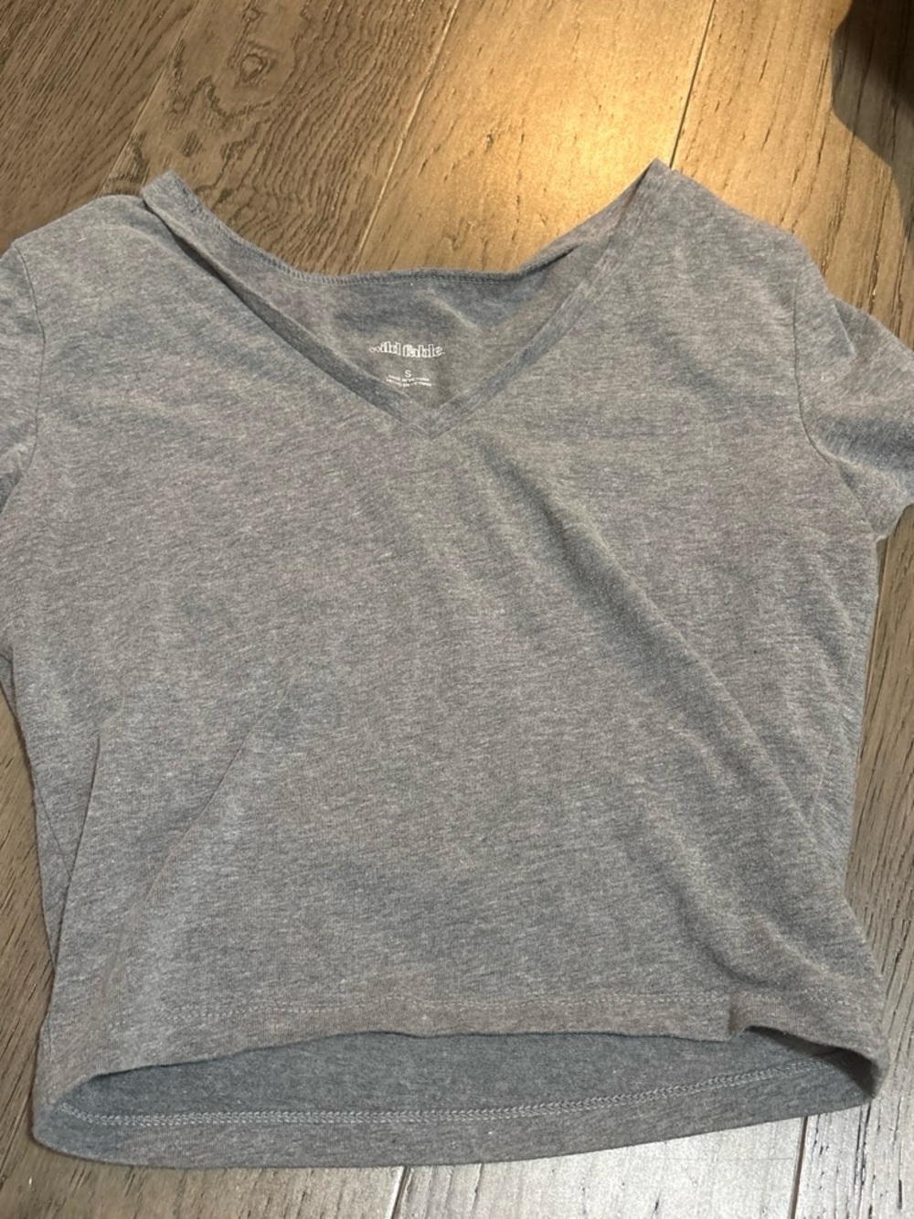 wild fable Gray V-Neck Cropped Tee